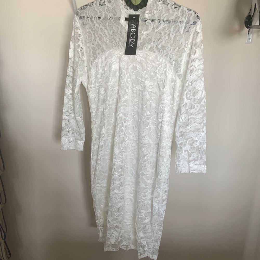 White Lace Long Sleeve Dress
